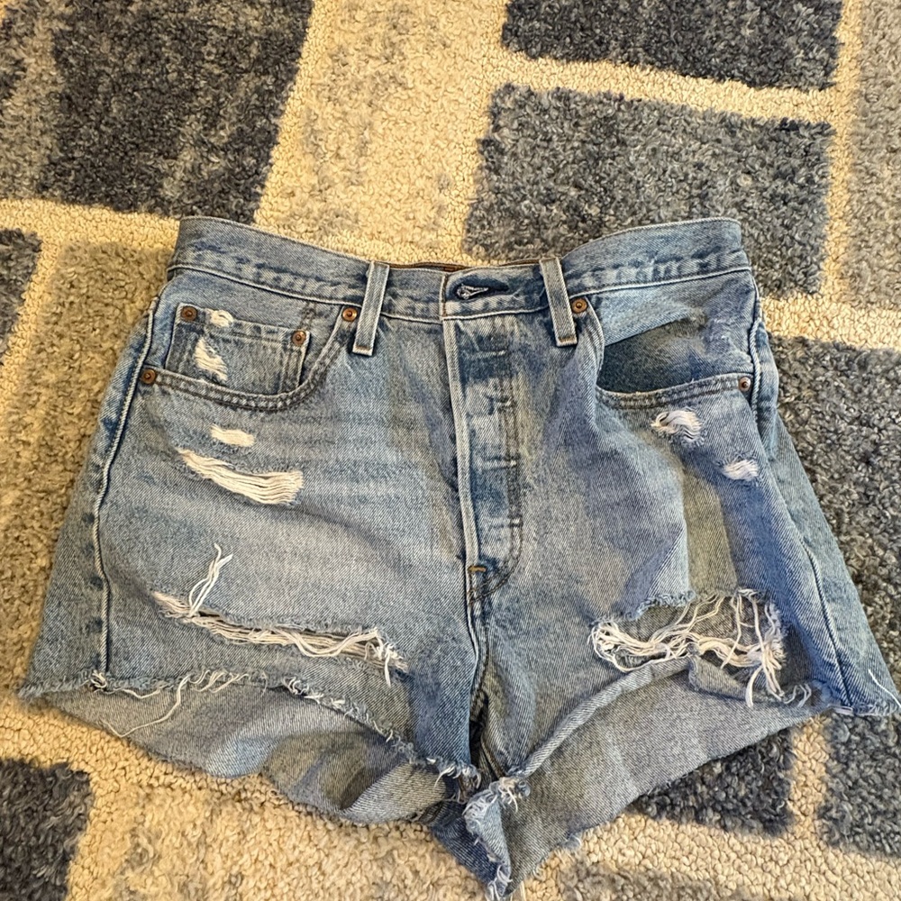 Levi's Blue 501 Distressed Jean Shorts